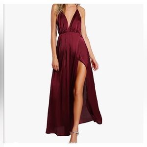 Shein Burgundy Maxi Gown w/ Slit XS